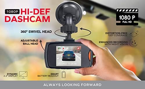COBY 1080p Full HD DASH CAM מצלמה קדמית לרכב | מצלמת מקף לרכב 4K עם מצלמת ראיית לילה | מצלמת מקף 4K דינמית